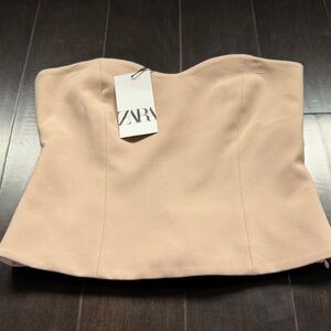 Zara Women's Strapless Dress in Soft Beige